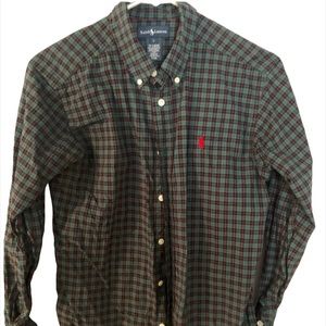 boys Ralph Lauren Christmas green plaid button down shirt